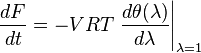  \frac{d F}{d t}=-VRT \left.\frac{d \theta(\lambda)}{d \lambda}\right|_{\lambda=1}