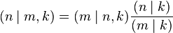 (n\mid m,k) = (m\mid n,k)\frac {(n\mid k)}{(m\mid k)}