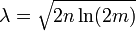 \lambda = \sqrt{2n \ln (2m)}