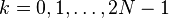 k=0,1,\dots,2N-1