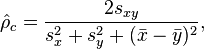 \hat{\rho}_c = \frac{2 s_{xy}}{s_x^2 + s_y^2 + (\bar{x} - \bar{y})^2},