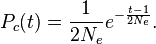 P_{c}(t) = \frac{1}{2N_e} e^{-\frac{t-1}{2N_e}}.