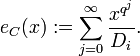 e_C(x) := \sum_{j = 0}^\infty \frac{x^{q^j}}{D_i}.