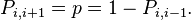 \,P_{i,i+1}=p=1-P_{i,i-1}.