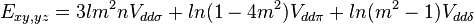 E_{xy,yz} = 3 l m^2 nV_{dd\sigma} + l n (1 - 4 m^2) V_{dd\pi} +
l n (m^2 - 1) V_{dd\delta}