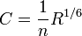 C=\frac{1}{n}R^{1/6}