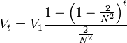  V_t = V_1 \frac{1-\left (1-\frac{2}{N^2} \right)^t}{\frac{2}{N^2}}