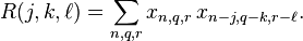 R(j,k,\ell) = \sum_{n,q,r} x_{n,q,r}\,x_{n-j,q-k,r-\ell}.