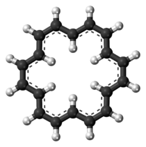 Ball-and-stick model of the cyclooctadecanonaene molecule