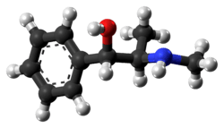 Ball-and-stick model of the (1S,2R)-ephedrine molecule