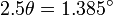 2.5 \theta = 1.385^\circ 