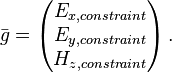 \bar{g}=\left(\begin{matrix} E_{x, constraint} \\ E_{y, constraint} \\ H_{z, constraint} \end{matrix}\right).