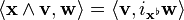 \langle \mathbf{x} \wedge\mathbf{v}, \mathbf{w}\rangle = \langle \mathbf{v}, i_{\mathbf{x}^\flat}\mathbf{w}\rangle