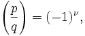 \left(\frac pq\right) = (-1)^\nu,