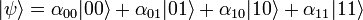 |\psi\rangle =  \alpha_{00}|00\rangle + \alpha_{01}|01\rangle + \alpha_{10}|10\rangle + \alpha_{11}|11\rangle