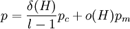 p = {\delta(H) \over l-1}p_c + o(H) p_m