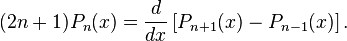 (2n+1) P_n(x) = {d \over dx} \left[ P_{n+1}(x) - P_{n-1}(x) \right].