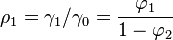 \rho_1 = \gamma_1 / \gamma_0 = \frac{\varphi_1}{1-\varphi_2}