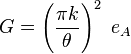 G = \left ( \frac{\pi k}{\theta} \right )^2 \ e_A 