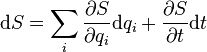  \mathrm{d}S =\sum_i \frac{\partial S}{\partial q_i} \mathrm{d}q_i + \frac{\partial S}{\partial t}\mathrm{d}t 