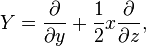 Y=\frac{\partial}{\partial y} + \frac{1}{2} x\frac{\partial}{\partial z},