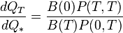 \frac{dQ_T}{dQ_*} = \frac{B(0) P(T,T)}{B(T) P(0,T)} 