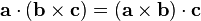 
  \mathbf{a}\cdot (\mathbf{b}\times \mathbf{c}) =
 (\mathbf{a}\times \mathbf{b})\cdot \mathbf{c}
