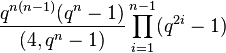 \frac{q^{n(n-1)}(q^n-1)}{(4,q^n-1)}\prod_{i=1}^{n-1}(q^{2i}-1)