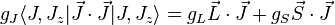 g_J\langle J,J_z|\vec J\cdot\vec J|J,J_z \rangle = g_L  {{\vec L}\cdot {\vec J}}+g_S  {{\vec S} \cdot {\vec J}} 