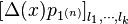 \left[\Delta(x)p_{1^{(n)}}\right]_{l_1,\cdots,l_k}