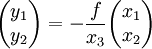  \begin{pmatrix} y_1 \\ y_2 \end{pmatrix} = -\frac{f}{x_3} \begin{pmatrix} x_1 \\ x_2 \end{pmatrix} 