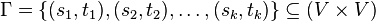 \Gamma = \{(s_1,t_1), (s_2,t_2), \dots, (s_k,t_k) \} \subseteq (V \times V)