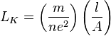 L_K=\left(\frac{m}{ne^2}\right)\left(\frac{l}{A}\right)