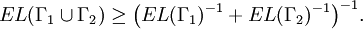 EL(\Gamma_1\cup\Gamma_2)\ge \bigl(EL(\Gamma_1)^{-1}+EL(\Gamma_2)^{-1}\bigr)^{-1}.