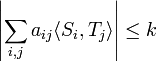  \left| \sum_{i,j} a_{ij} \langle S_i , T_j \rangle \right|\le k