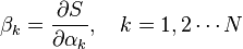 \beta_k=\frac{\partial S}{\partial\alpha_k},\quad k=1,2 \cdots N 