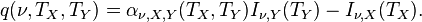 q(\nu , T_X, T_Y) = \alpha _{\nu , X, Y}(T_X, T_Y)I_{\nu , Y}(T_Y) - I_{\nu , X}(T_X).