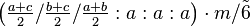 \left ( \tfrac{a+c}{2}/\tfrac{b+c}{2}/\tfrac{a+b}{2}:a:a:a\right ) \cdot m/ \tilde 6