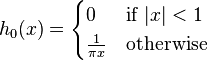 h_0(x) = \begin{cases} 0&\text{if }|x| < 1\\ \frac{1}{\pi x} &\text{otherwise} \end{cases}