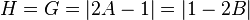 H=G=\left|2A-1 \right|=\left|1-2B \right| \, 