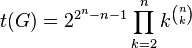 t(G)=2^{2^n-n-1}\prod_{k=2}^n k^{{n\choose k}}