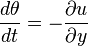 {d\theta\over dt} = -{\partial u\over \partial y}