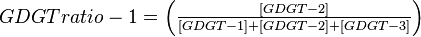 GDGT ratio-1=\left(\tfrac{[GDGT-2]}{[GDGT-1]+[GDGT-2]+[GDGT-3]}\right)