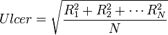  Ulcer = \sqrt { R_1^2 + R_2^2 + \cdots R_N^2 \over N }