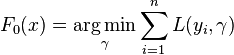 F_0(x) = \underset{\gamma}{\arg\min} \sum_{i=1}^n L(y_i, \gamma)