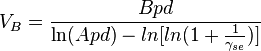 V_B=\frac{Bpd}{\ln(Apd)-ln[ln(1+\frac{1}{\gamma_{se}})]}