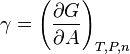 \gamma = \left( \frac{\partial G}{\partial A} \right)_{T,P,n}