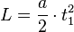 \ L = \frac{a}{2}\cdot t_1^2 