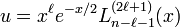 u = x^\ell e^{-x/2} L_{n-\ell-1}^{(2\ell+1)}(x)