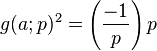 g(a;p)^2=\left(\frac{-1}{p}\right)p